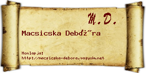 Macsicska Debóra névjegykártya